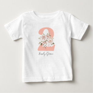 Rustikale Blumen Shabby Chic Rosen 2. Geburtstagsf Baby T-shirt