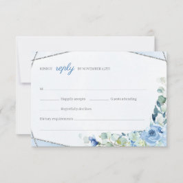 Rustikale Blumen Silver Geometric Frame Wedding RSVP Karte