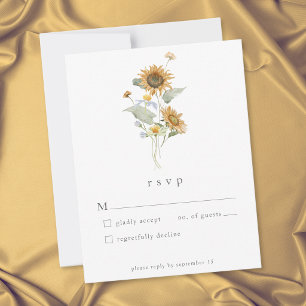 Rustikale Blumen-Sonnenblumen-Wildblumen-Hochzeit RSVP Karte