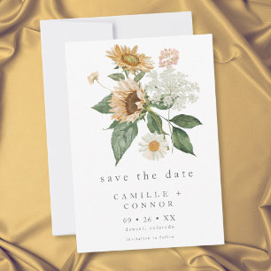 Rustikale Blumen-Sonnenblumen-Wildblumen-Hochzeit Save The Date