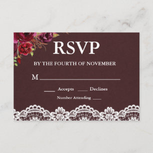 Rustikale Blumen-Spitzen-Hochzeits-RSVP RSVP Karte
