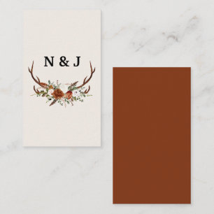 Rustikale Blumen und Antlers Initialen Hochzeitsfu Begleitkarte