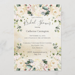Rustikale Blumenaquarell-Vintage-Brautparty Einladung