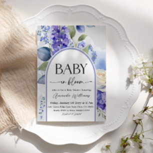Rustikale Blumenblaue Baby-in-Blüte-Jungen-Baby-Pa Einladung