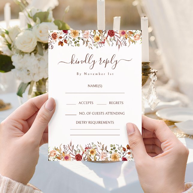 Rustikale Blumenblüten-Boho-Hochzeits-RSVP-Karten Begleitkarte (Von Creator hochgeladen)
