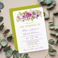 Rustikale, blumenböhmische lila grüne Hochzeit