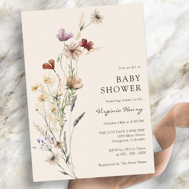 Rustikale Blumendusche Boho Kinderdusche Einladung (Rustic Boho Floral Baby Shower Invitation
)