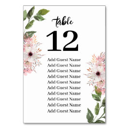 Rustikale Blumengrün Tischnummer Sitzplan