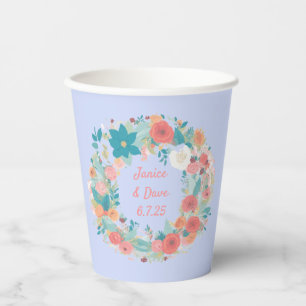 Rustikale Blumenhochzeit personalisieren mit Name  Pappbecher