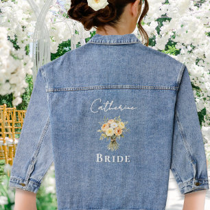 Rustikale Blumenhochzeit Personalisiert Jeansjacke