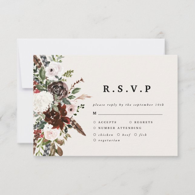 Rustikale Blumenhochzeit R.S.V.P RSVP Karte (Vorderseite)