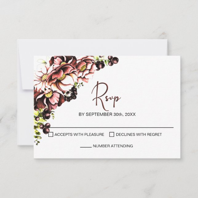 Rustikale Blumenhochzeit RSVP (Vorderseite)