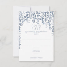 Rustikale Blumenhochzeit RSVP / Antwort (Dusty Blu