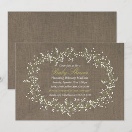 Rustikale Blumenhose & Burlap Babydusche laden ein Einladung