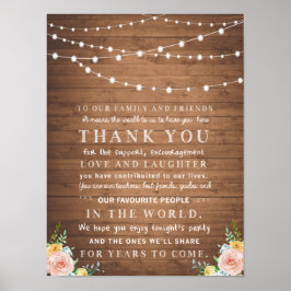 Rustikale Blumenkarte für Hochzeiten Poster