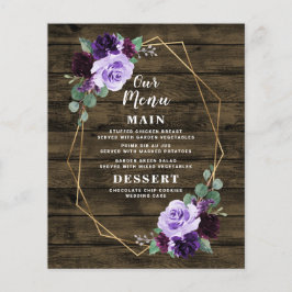 Rustikale Blumenkarten mit Lila und goldenen Hochz
