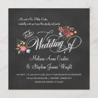 Rustikale Blumenkhalkboard Hochzeitseinladungen