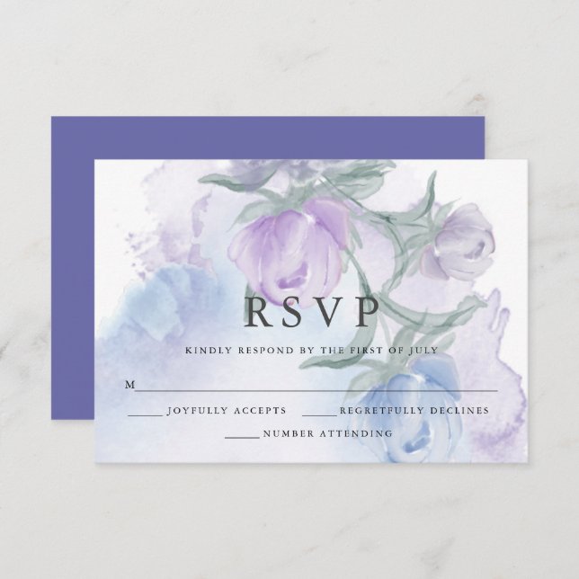 Rustikale Blumenknospen RSVP Karte (Vorne/Hinten)