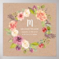 Rustikale Blumenkraft Personalisiert Baby Birth Po