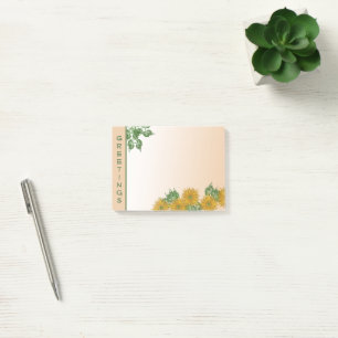 Rustikale Blumenkunst Goldene Blumen und Blätter Post-it Klebezettel