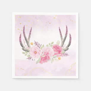 Rustikale Blumenläden Blush Pink & Gold Marmor Serviette