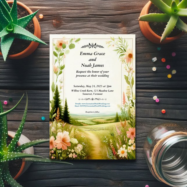 Rustikale Blumenlandschaft Hochzeit Einladung (Von Creator hochgeladen)