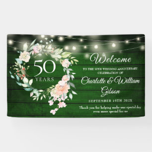 Rustikale Blumenlichter 50. Jubiläumsbegrüßung Banner