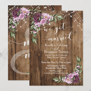 Rustikale Blumenlichter Wir haben geheiratet Nur E Einladung