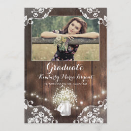 Rustikale Blumenmason Jar Foto Graduation Party Einladung