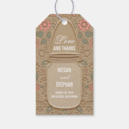 Rustikale Blumenmason Jar Wedding Geschenkanhänger