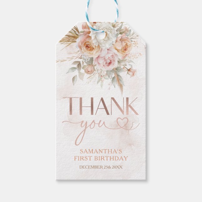 Rustikale Blumenpampas sind nicht nur ein Dankesch Geschenkanhänger (Vorderseite)