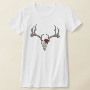 Rustikale Blumenrinder-Schädel-Antler T-Shirt