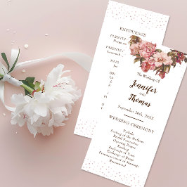 Rustikale Blumenrosa Hochzeit Programm