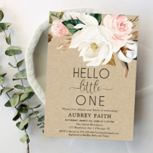 Rustikale Blumenschlampe und sehen Baby Mädchen, M Einladung