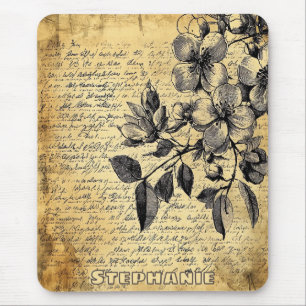 Rustikale Blumenskizze mit Kalligrafie - Alter (1) Mousepad