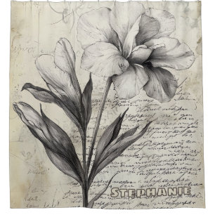 Rustikale Blumenskizze mit Kalligrafie - Alter (3) Duschvorhang