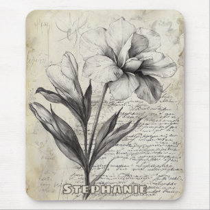 Rustikale Blumenskizze mit Kalligrafie - Alter (3) Mousepad