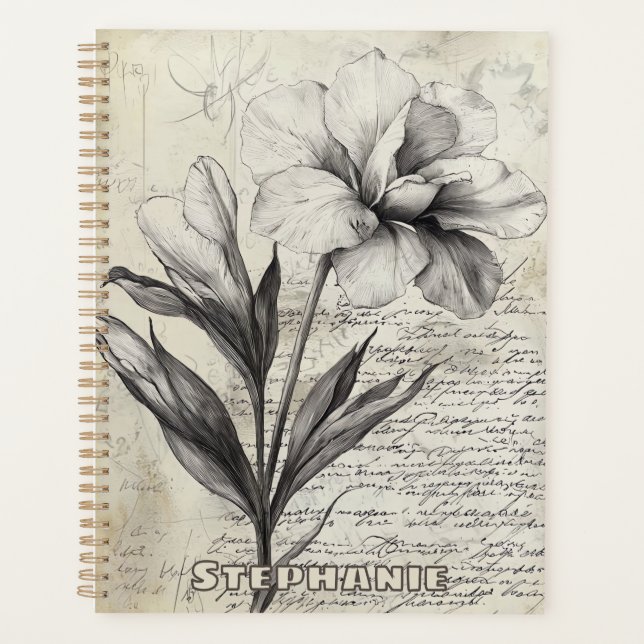 Rustikale Blumenskizze mit Kalligrafie - Alter (3) Planer (Vorderseite)