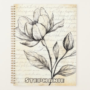 Rustikale Blumenskizze mit Kalligrafie - Alter (4) Planer