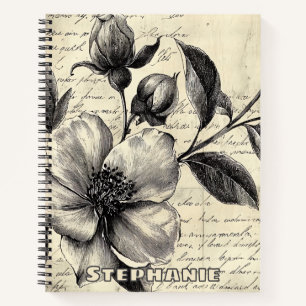 Rustikale Blumenskizze mit Kalligrafie - Alter (8) Notizbuch