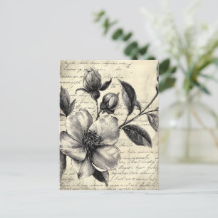 Rustikale Blumenskizze mit Kalligrafie - Alter (8) Postkarte