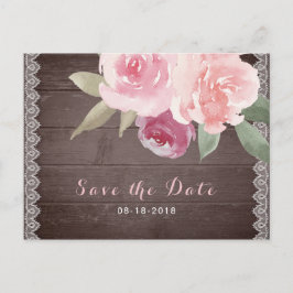 Rustikale Blumenspitze Save the Date Ankündigungspostkarte