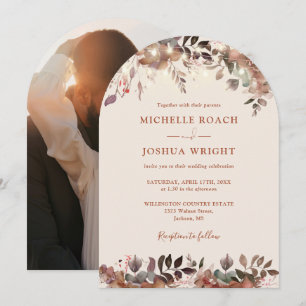 Rustikale Blumenstrauß-Foto Hochzeit Einladung