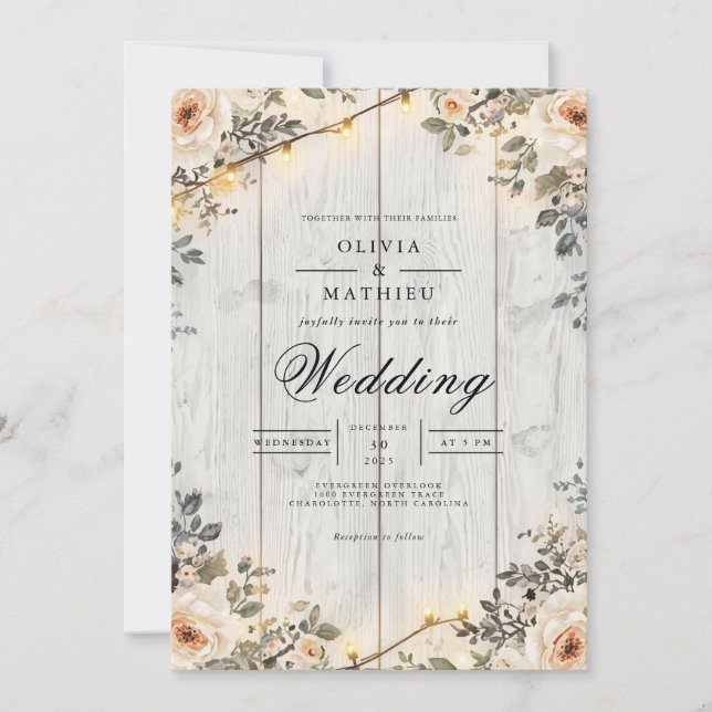 Rustikale Blumenstrauß-Hochzeit Einladung (Vorderseite)