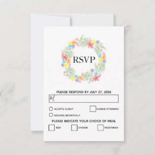 Rustikale Blumenwraath Wedding RSVP Cards Karte
