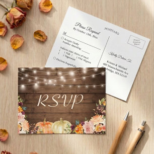 Rustikale Blumenzwiebelleuchten mit RSVP Einladungspostkarte