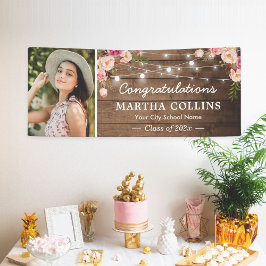 Rustikale Blush Foto Graduation Party Banner