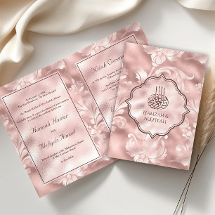 Rustikale Blush Pink Filigree Bläserblütenhochzeit Einladung
