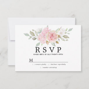 Rustikale Blush Pink Floral Wedding RSVP Karte