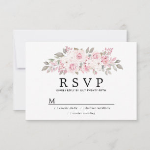 Rustikale Blush Pink Floral Wedding RSVP Karte